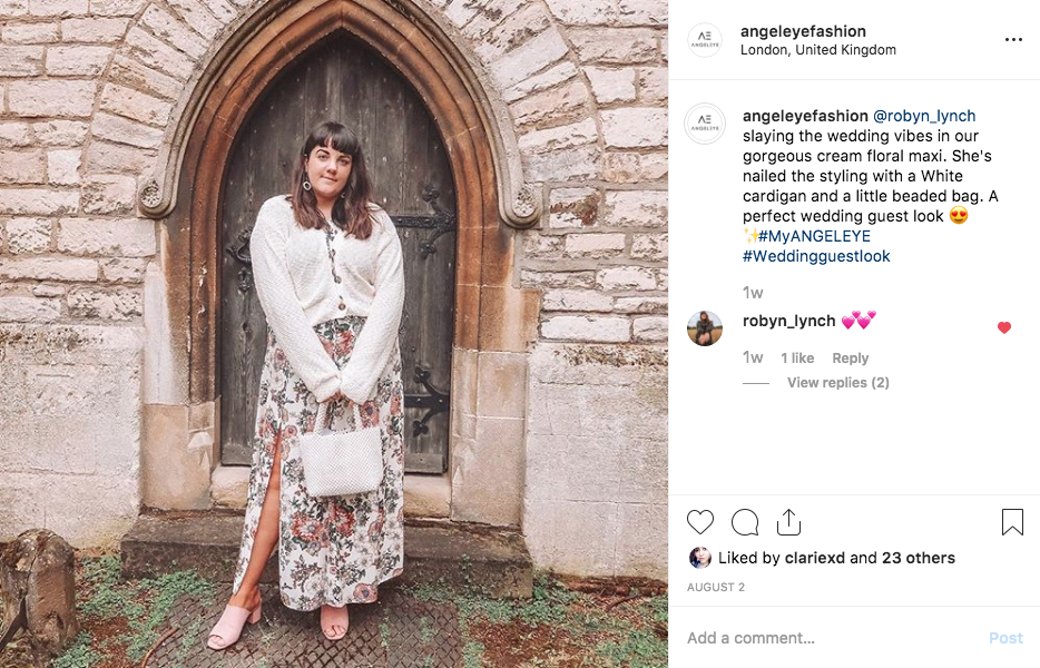 robyn lynch instagram influencer in angeleye fashion cream floral maxi dress 