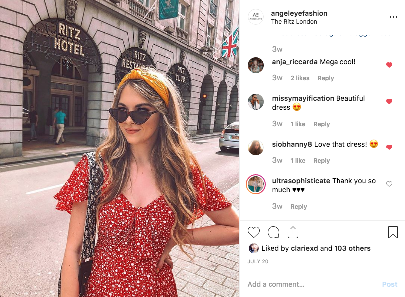 UltraSophisticate instagram blogger in angeleye red mini dress