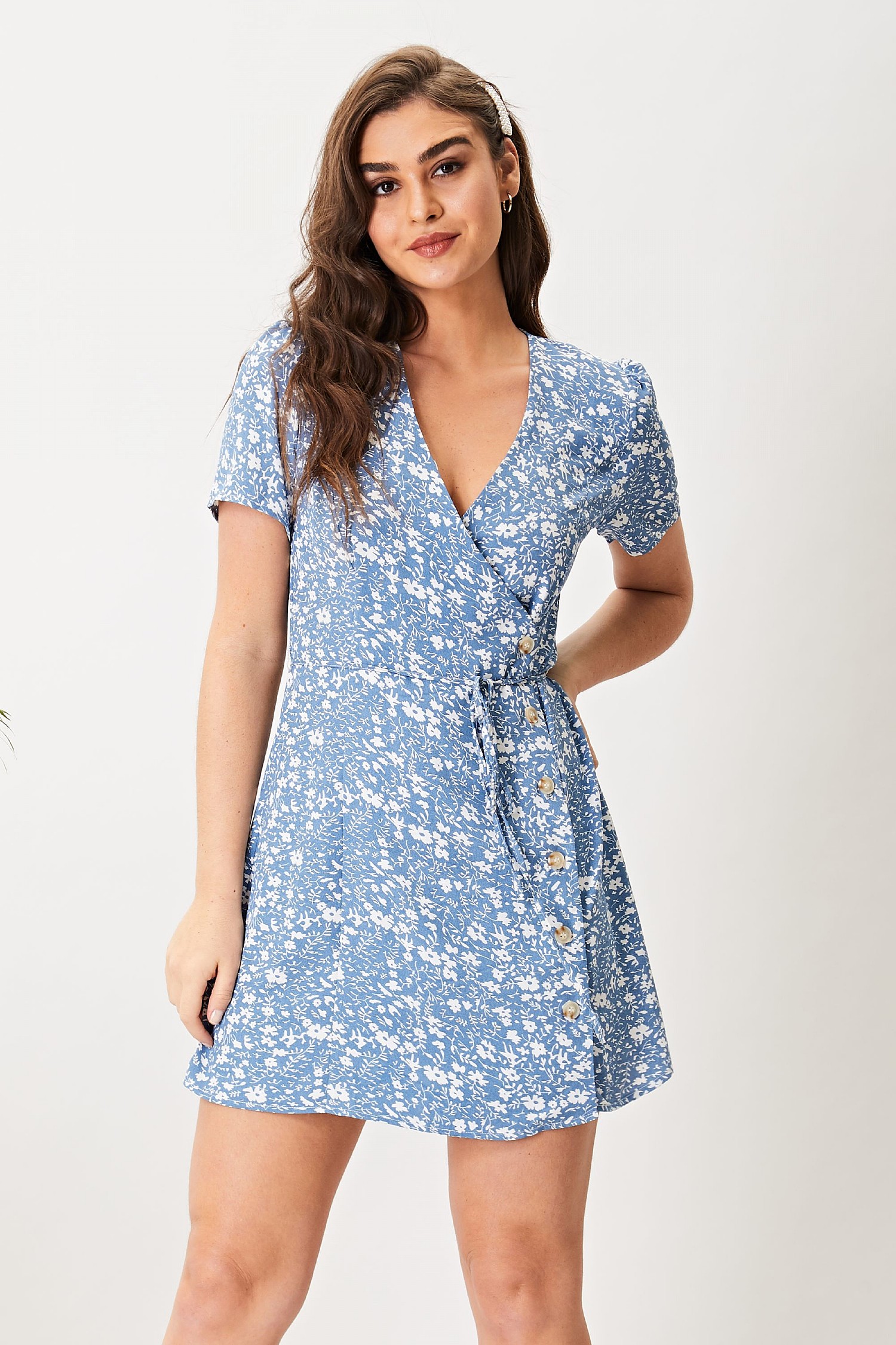 Light Blue Wrap Dress Online Sales, UP ...
