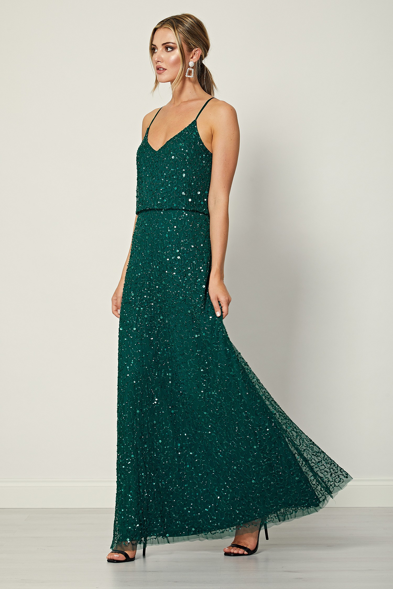 Emerald Green Sequins Dress Online Shop ...