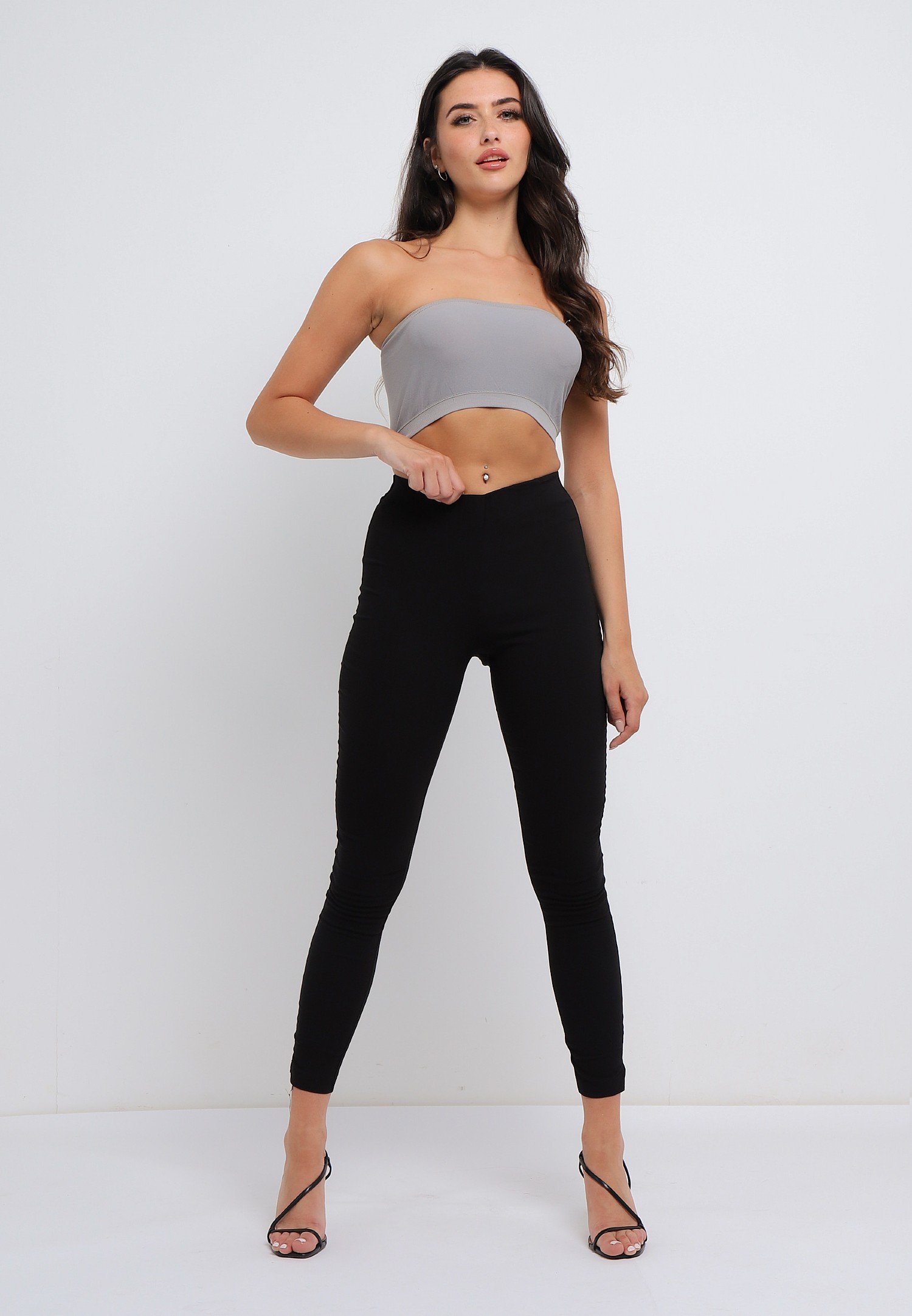 ANGELEYE Pull On High Waisted Skinny Trousers in Black