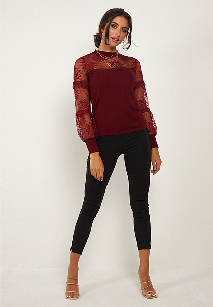 Lace Long Sleeved Knitted Top