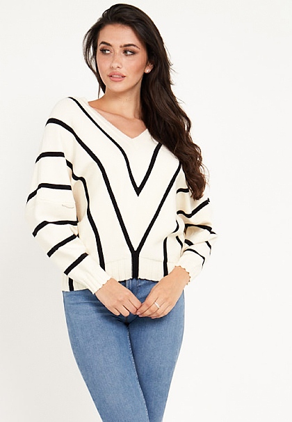 Striped Knitted Sweater In Black and White