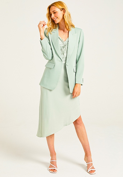 Classic Blazer with Pockets in Sage Green