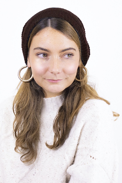 Maxi Knitted Beanie in Chocolate