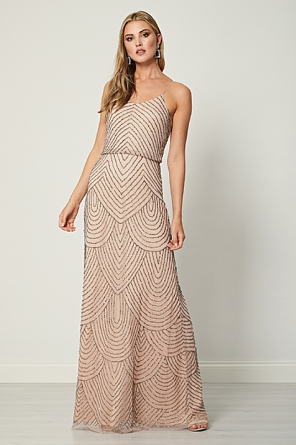 Cami Sequin Stripe Embellished Maxi Dress