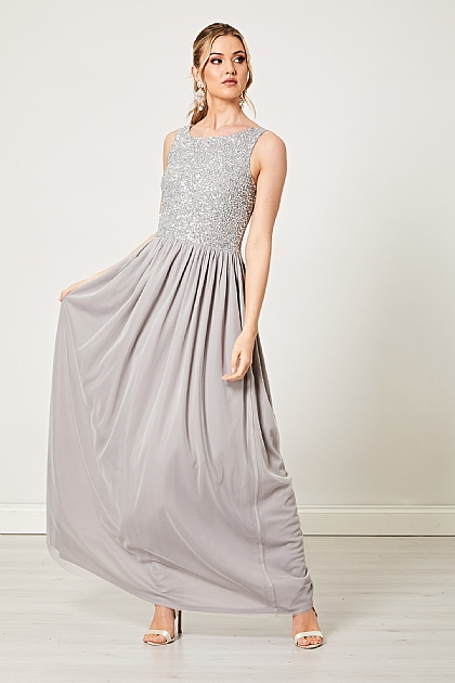 Scatter Bridesmaid Embellished Beaded Maxi Dress